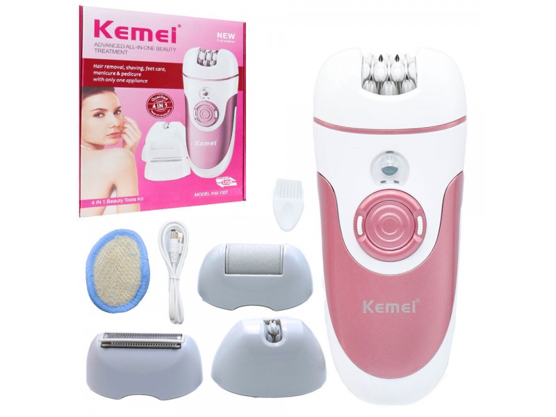 Kemei KM-1307 Σέτ Αποτρίχωσης Epilator Για Σώμα 4 Σε 1