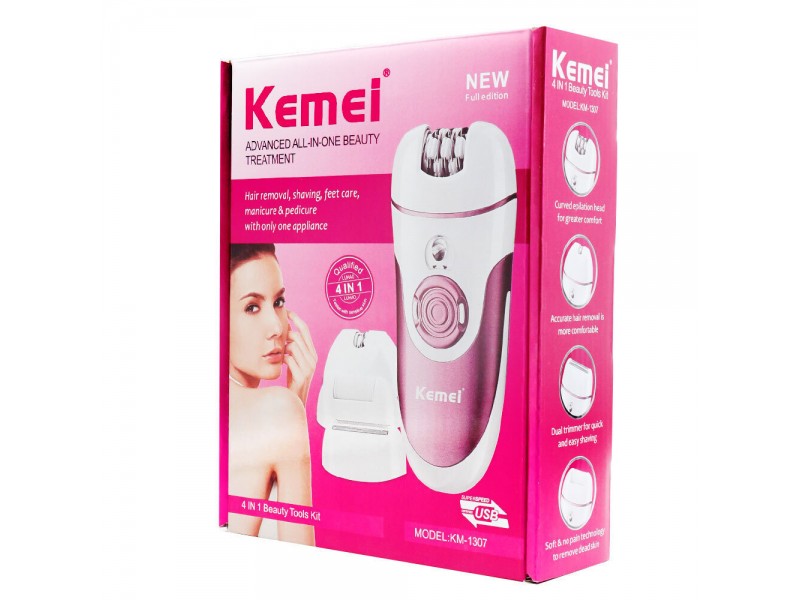 Kemei KM-1307 Σέτ Αποτρίχωσης Epilator Για Σώμα 4 Σε 1