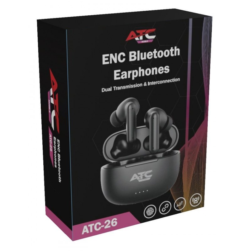 Ασύρματα Ακουστικά Bluetooth Atc-26 Enc Σε Μαύρο Χρώμα