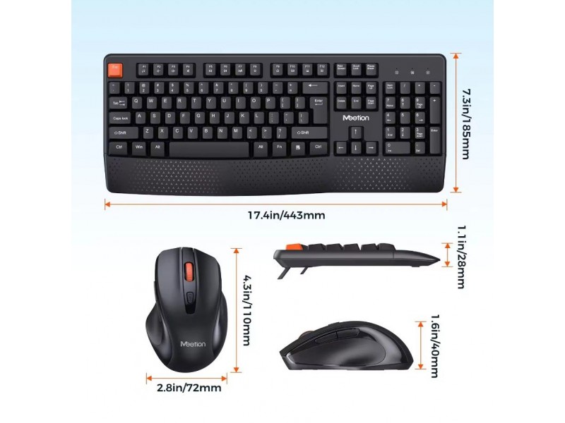  Meetion MT-C4130 2.4G Wireless Combo Πληκτρολόγιο & Mouse Σε Μαύρο Χρώμα