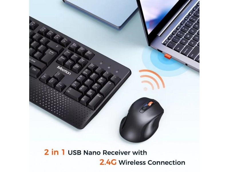  Meetion MT-C4130 2.4G Wireless Combo Πληκτρολόγιο & Mouse Σε Μαύρο Χρώμα