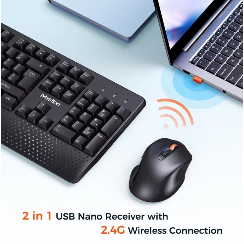  Meetion MT-C4130 2.4G Wireless Combo Πληκτρολόγιο & Mouse Σε Μαύρο Χρώμα