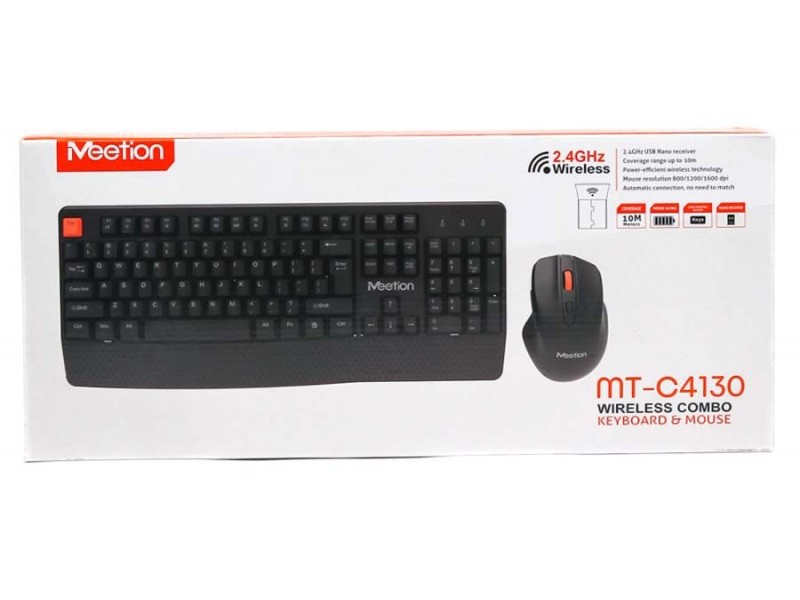  Meetion MT-C4130 2.4G Wireless Combo Πληκτρολόγιο & Mouse Σε Μαύρο Χρώμα