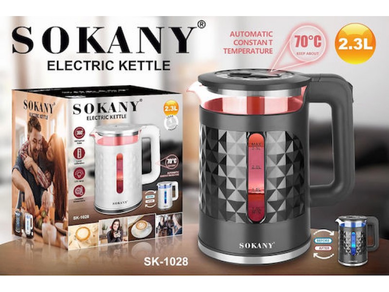 Sokany SK-1028 Βραστήρας 2.3lt 2000W Λευκός