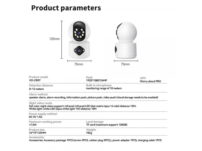  XO CR07 EU Supreme 400W Pixel Διπλή Κάμερα Με Νυχτερινή Όραση